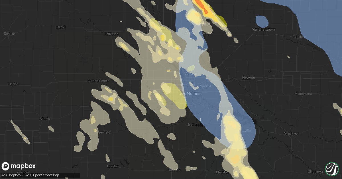 Hail map in Clive, IA on July 20, 2026