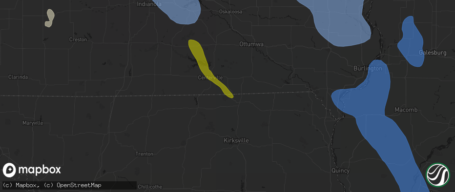 Hail map in Coatsville, MO on July 20, 2026