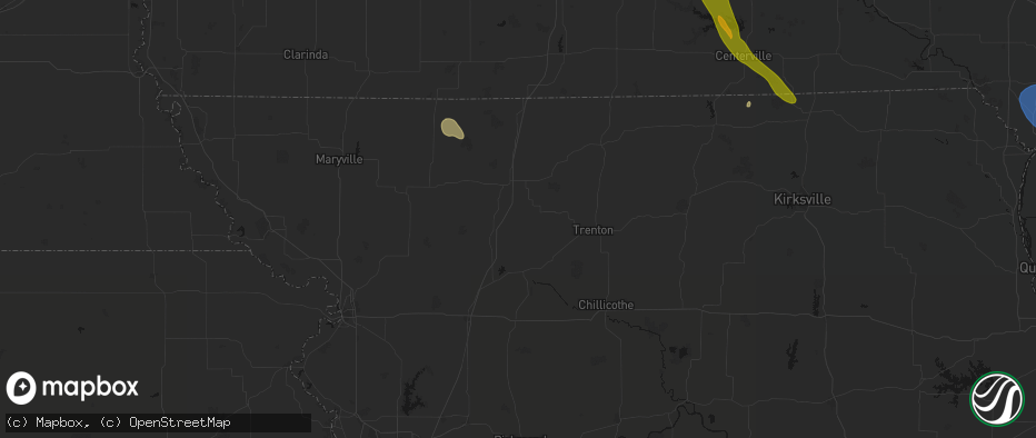 Hail map in Coffey, MO on July 20, 2026