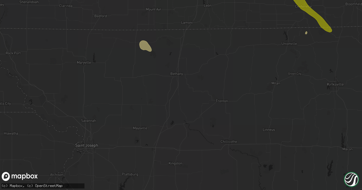 Hail map in Coffey, MO on July 20, 2026