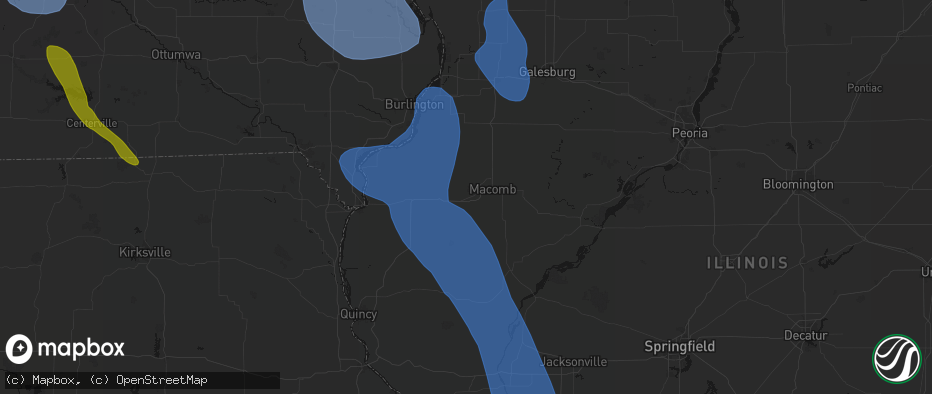 Hail map in Colchester, IL on July 20, 2026