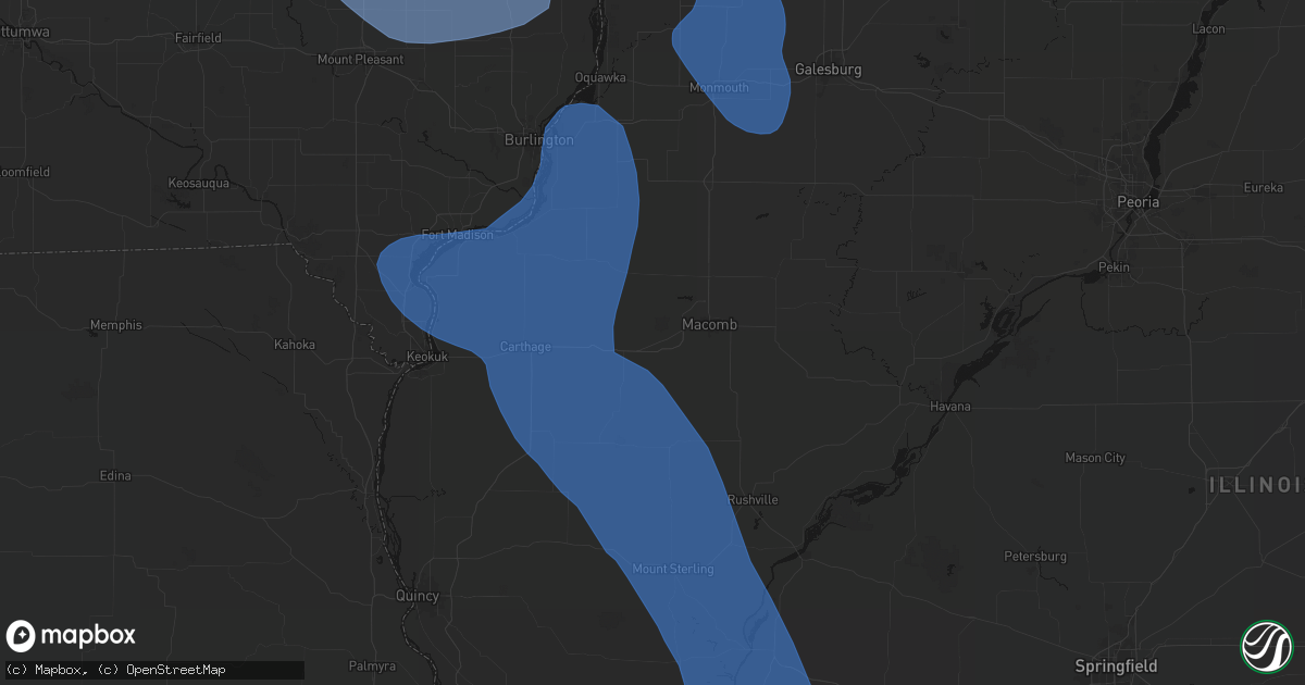 Hail map in Colchester, IL on July 20, 2026