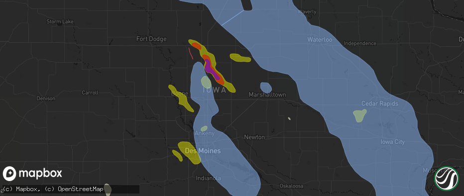 Hail map in Colo, IA on July 20, 2026