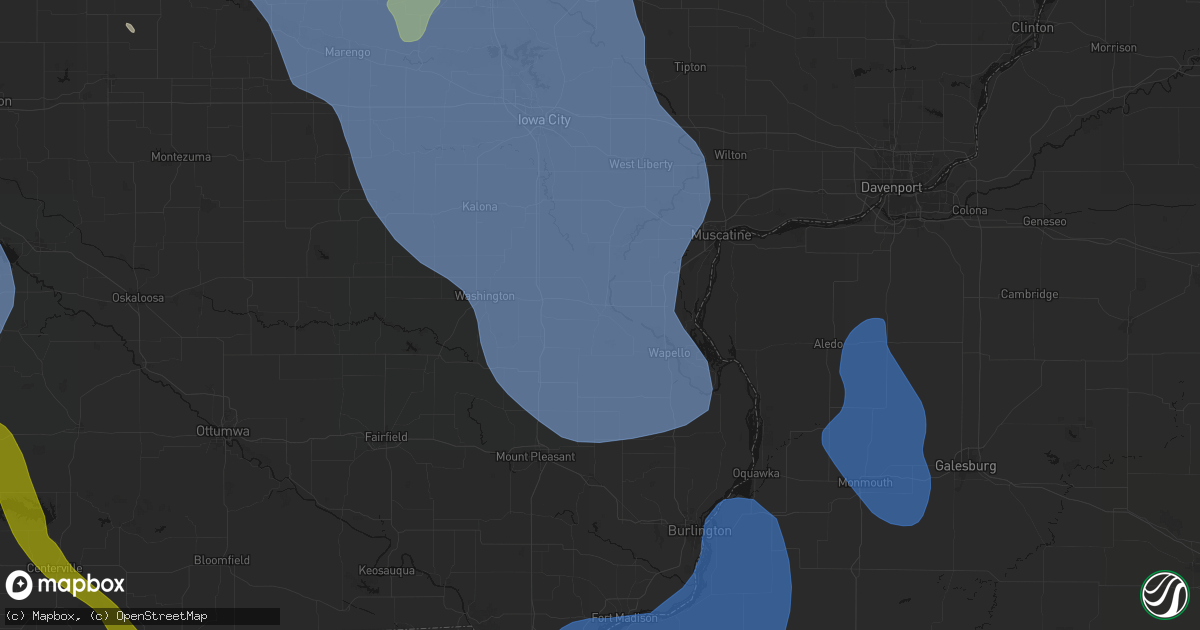 Hail map in Columbus City, IA on July 20, 2026