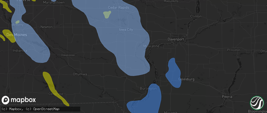 Hail map in Columbus Junction, IA on July 20, 2026