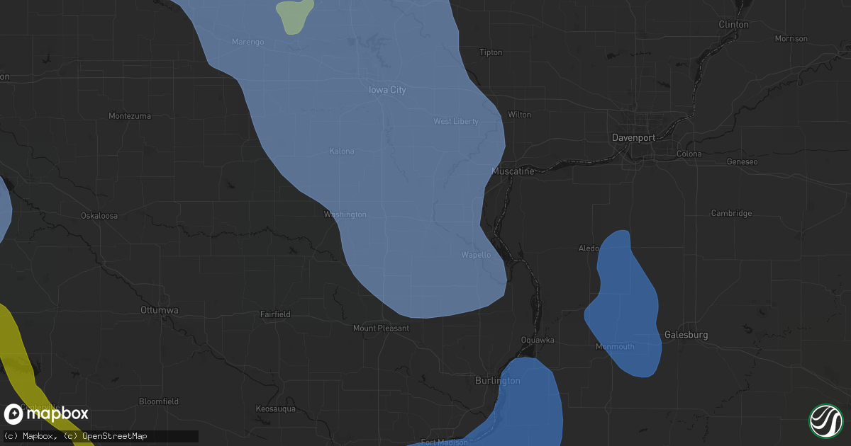 Hail map in Columbus Junction, IA on July 20, 2026