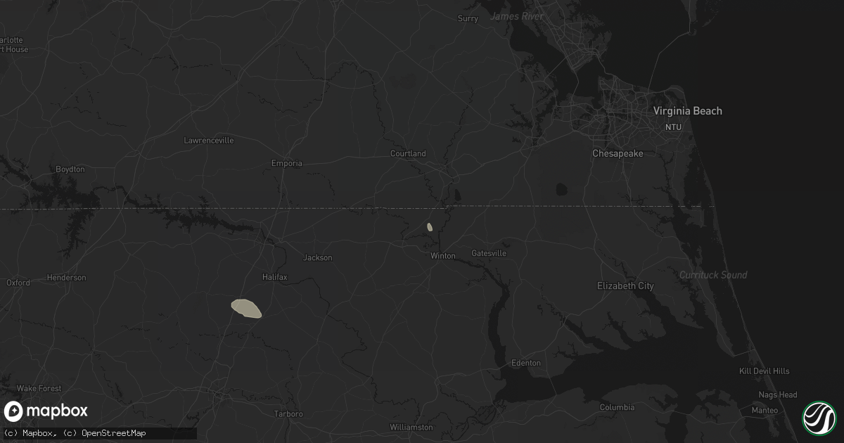 Hail map in Como, NC on July 20, 2026