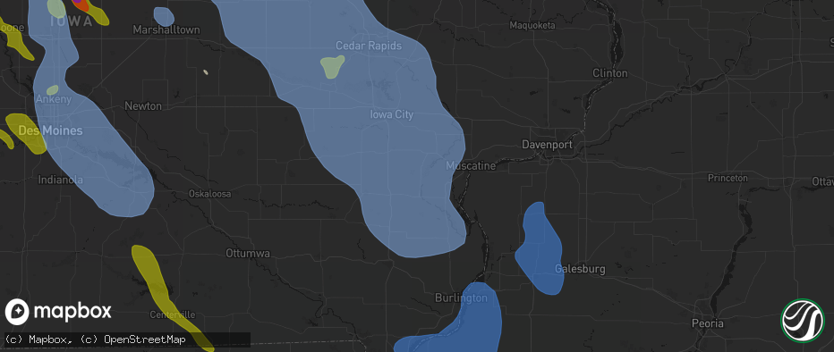 Hail map in Conesville, IA on July 20, 2026
