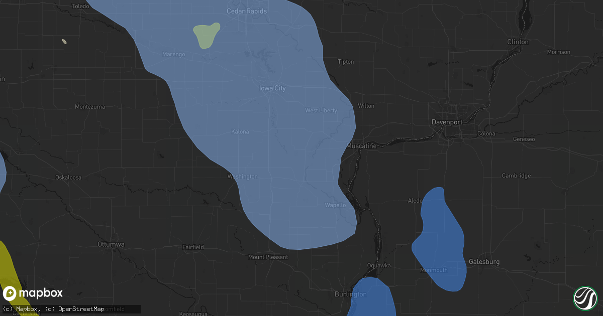 Hail map in Conesville, IA on July 20, 2026