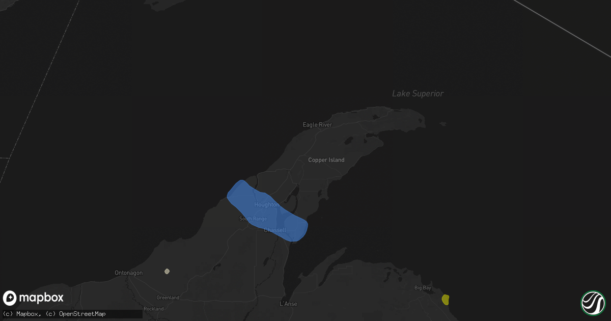 Hail map in Copper City, MI on July 20, 2026