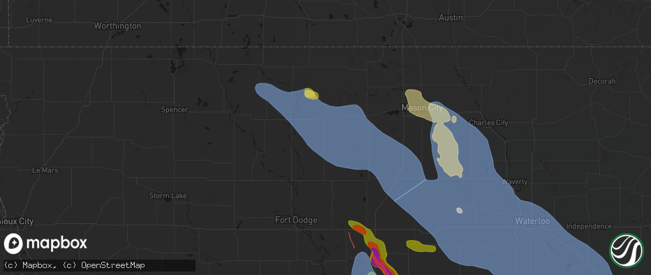Hail map in Corwith, IA on July 20, 2026