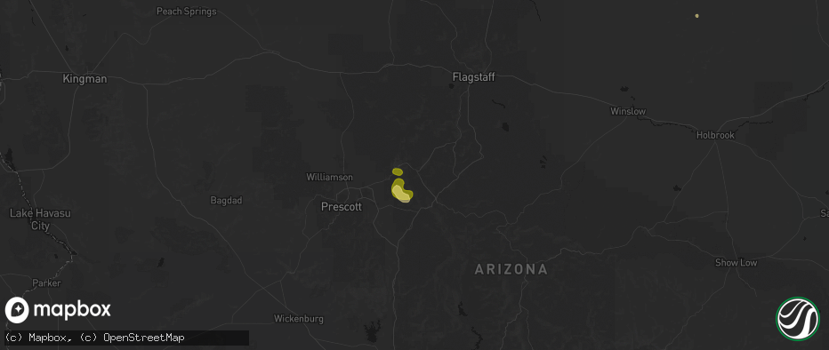 Hail map in Cottonwood, AZ on July 20, 2026