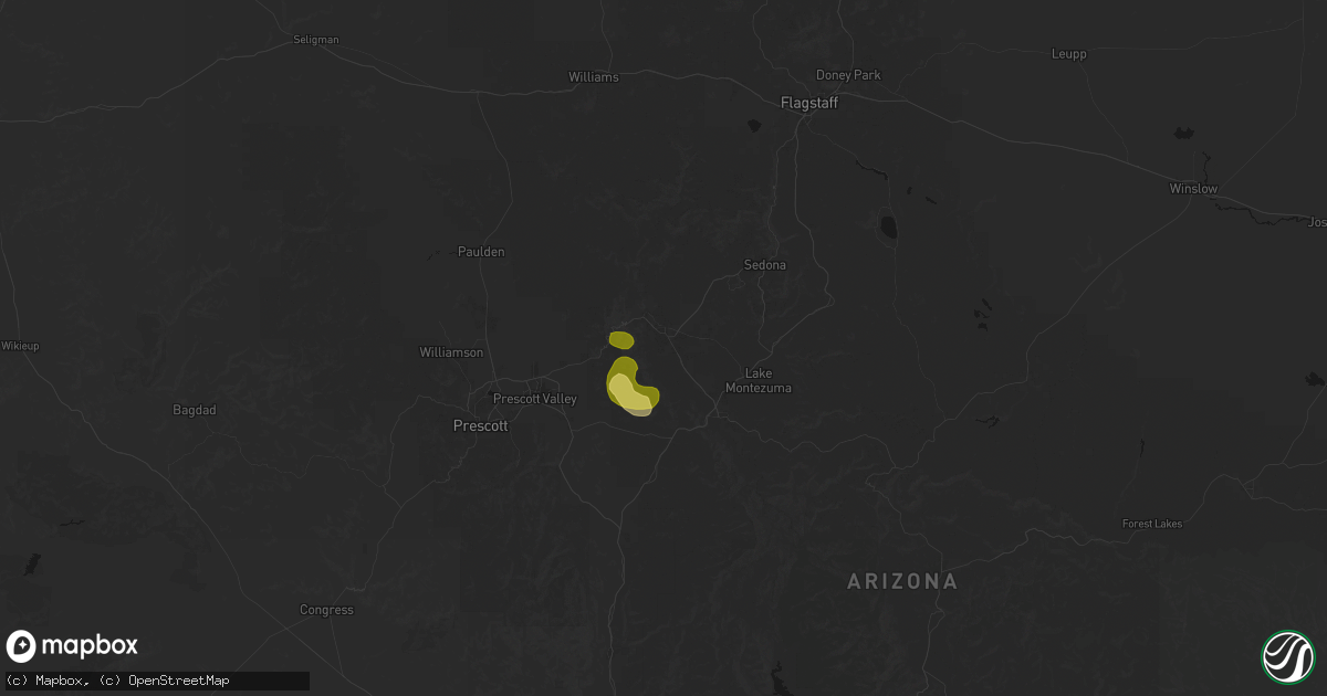 Hail map in Cottonwood, AZ on July 20, 2026
