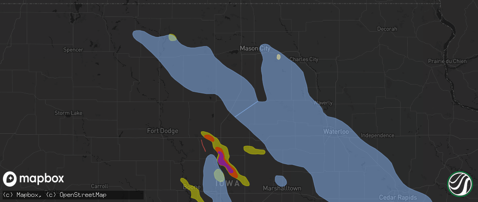 Hail map in Coulter, IA on July 20, 2026
