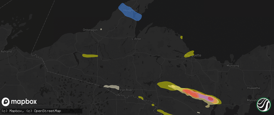 Hail map in Covington, MI on July 20, 2026