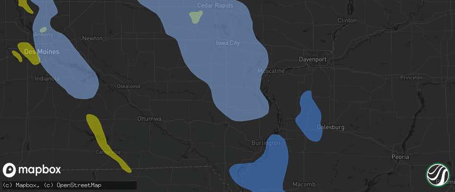 Hail map in Crawfordsville, IA on July 20, 2026
