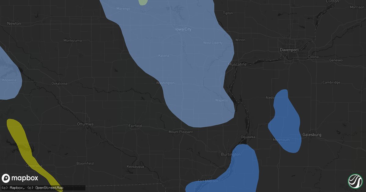 Hail map in Crawfordsville, IA on July 20, 2026