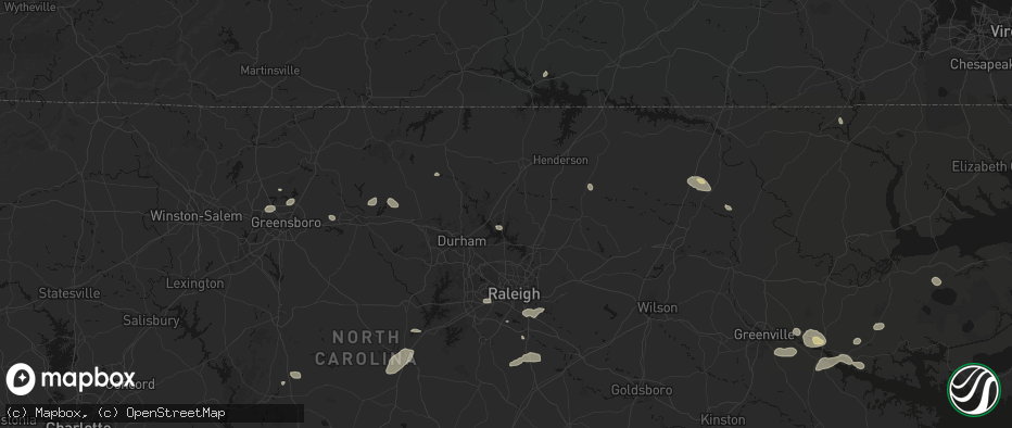 Hail map in Creedmoor, NC on July 20, 2026