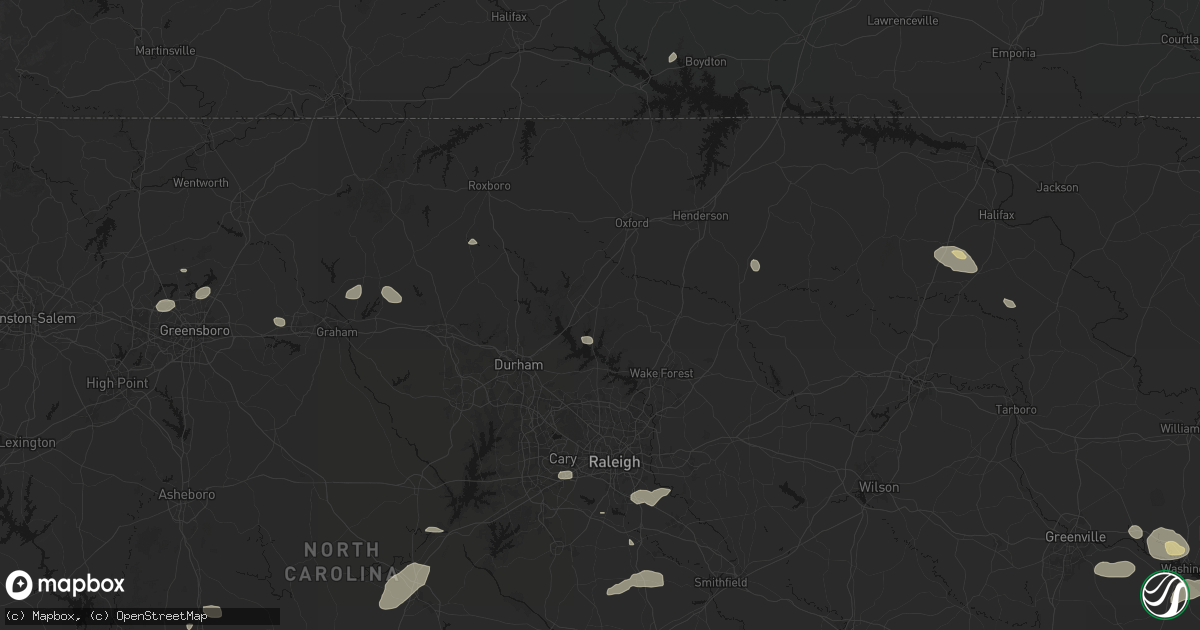 Hail map in Creedmoor, NC on July 20, 2026