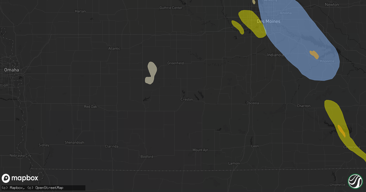Hail map in Creston, IA on July 20, 2026