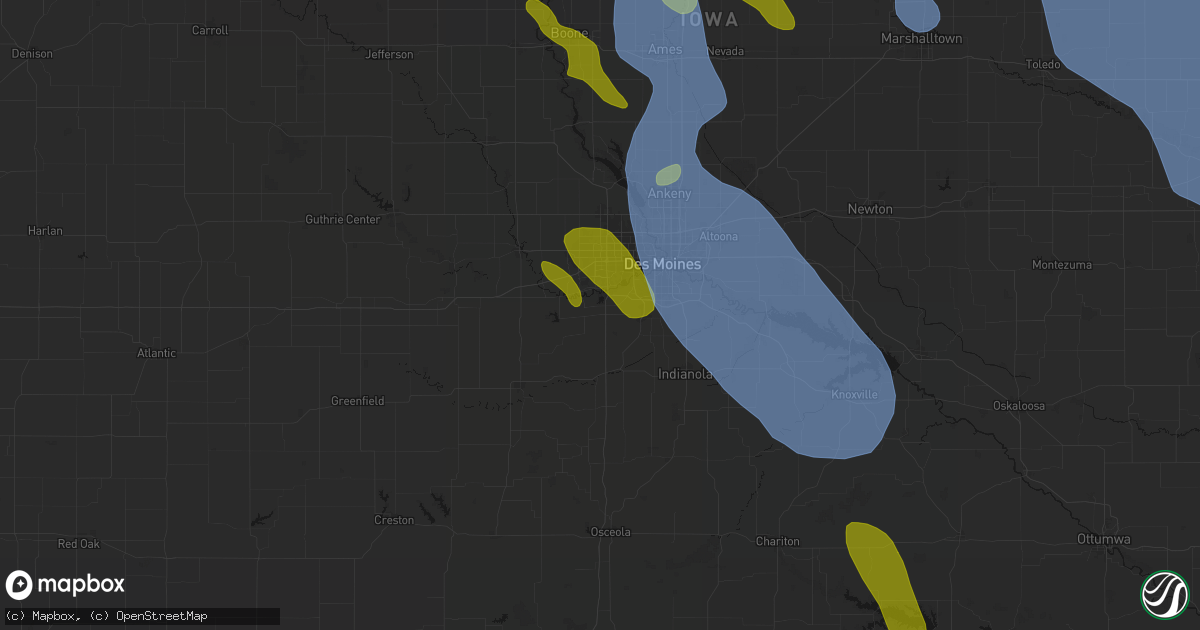 Hail map in Cumming, IA on July 20, 2026