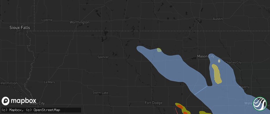 Hail map in Cylinder, IA on July 20, 2026