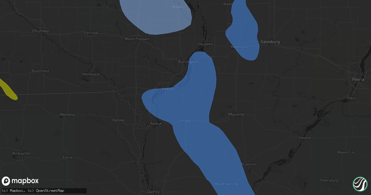 Hail map in Dallas City, IL on July 20, 2026