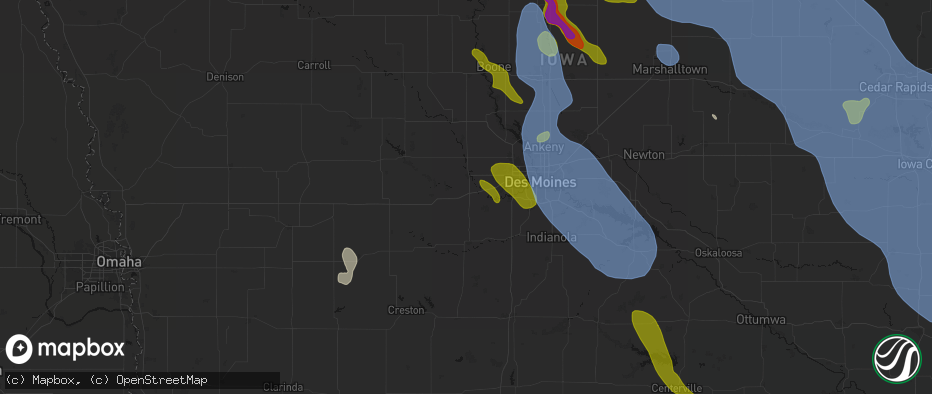 Hail map in De Soto, IA on July 20, 2026