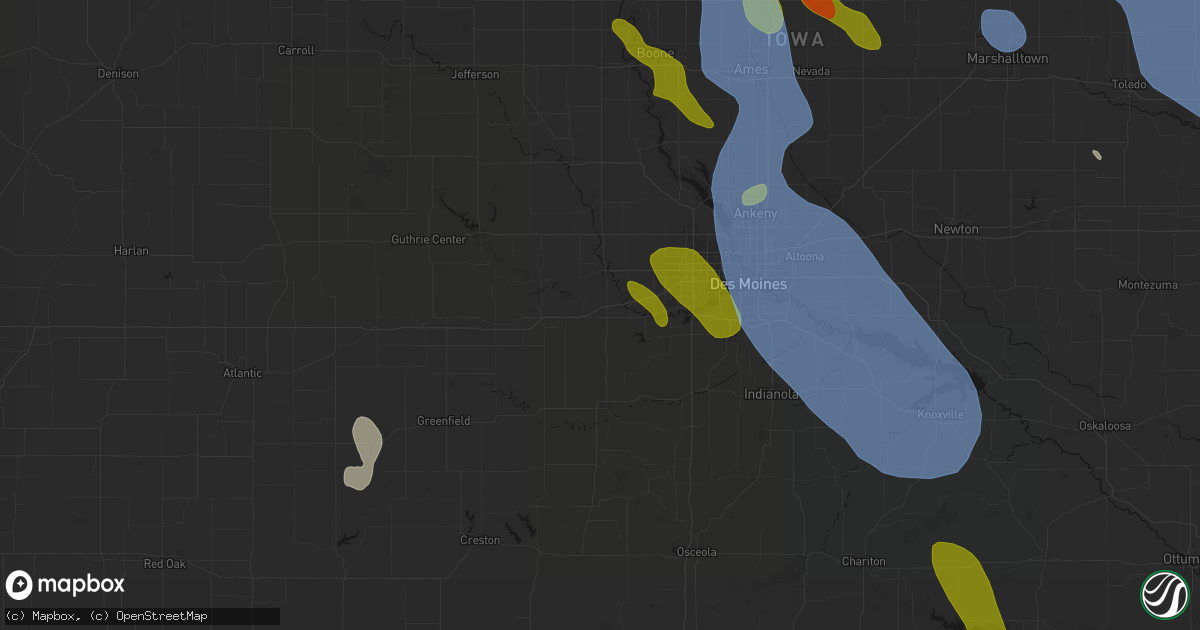 Hail map in De Soto, IA on July 20, 2026