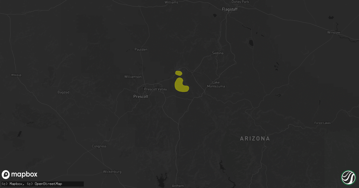 Hail map in Dewey, AZ on July 20, 2026
