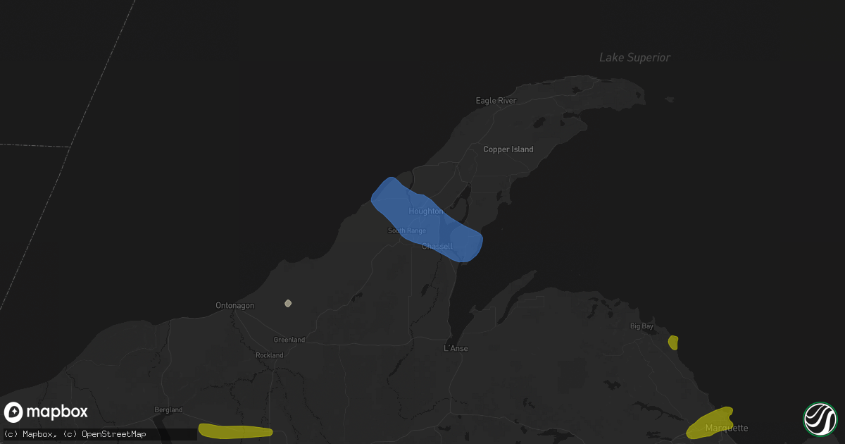 Hail map in Dodgeville, MI on July 20, 2026