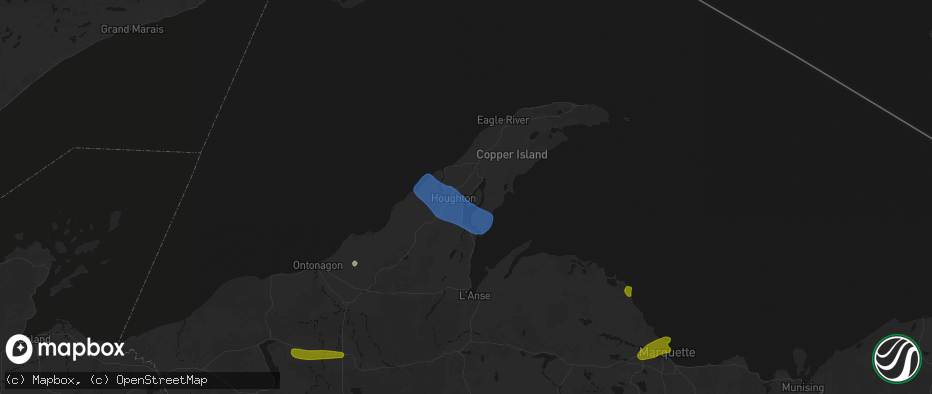 Hail map in Dollar Bay, MI on July 20, 2026