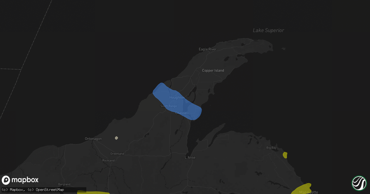 Hail map in Dollar Bay, MI on July 20, 2026