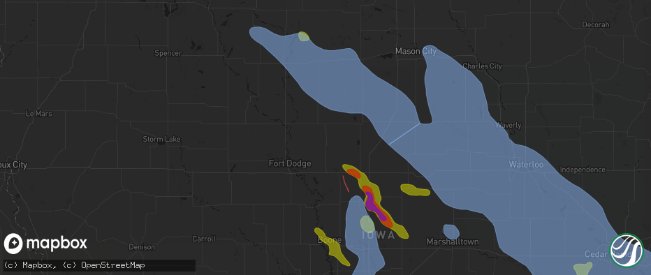 Hail map in Eagle Grove, IA on July 20, 2026