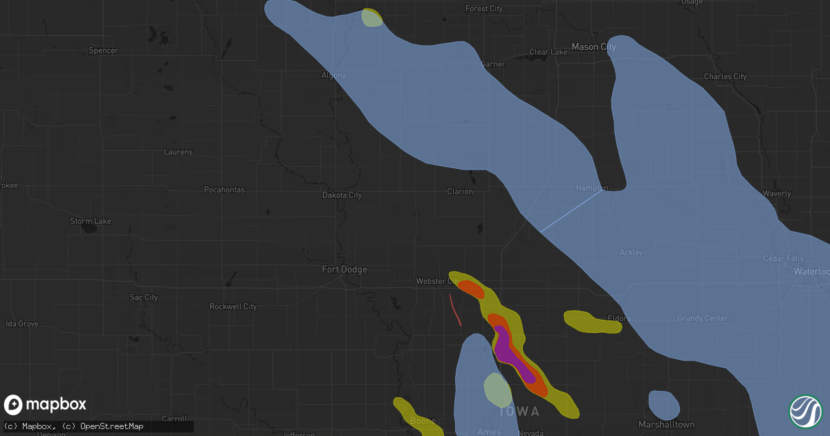Hail map in Eagle Grove, IA on July 20, 2026