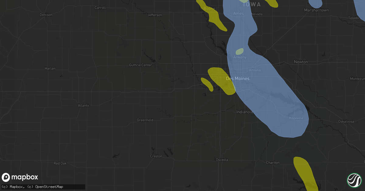 Hail map in Earlham, IA on July 20, 2026