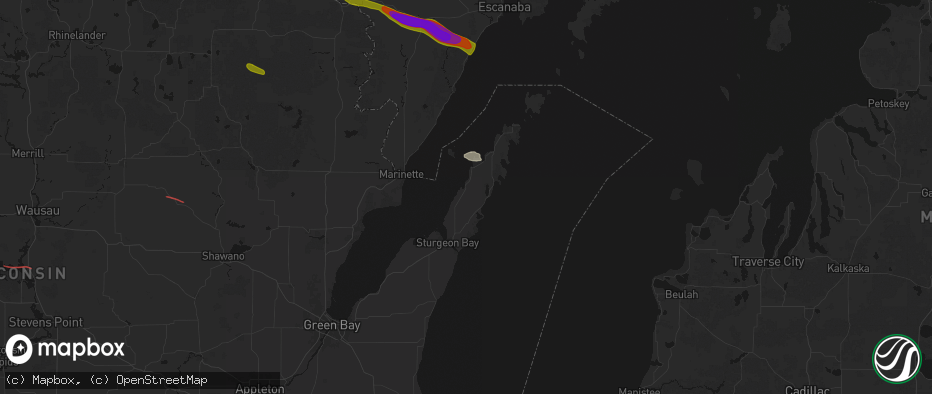 Hail map in Egg Harbor, WI on July 20, 2026