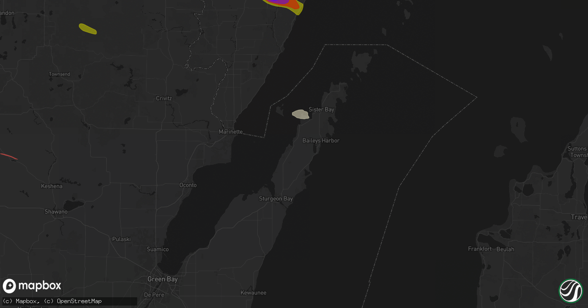 Hail map in Egg Harbor, WI on July 20, 2026