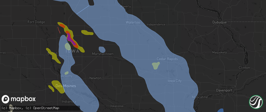 Hail map in Elberon, IA on July 20, 2026