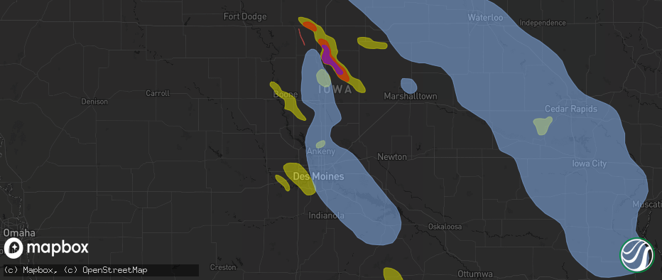 Hail map in Elkhart, IA on July 20, 2026
