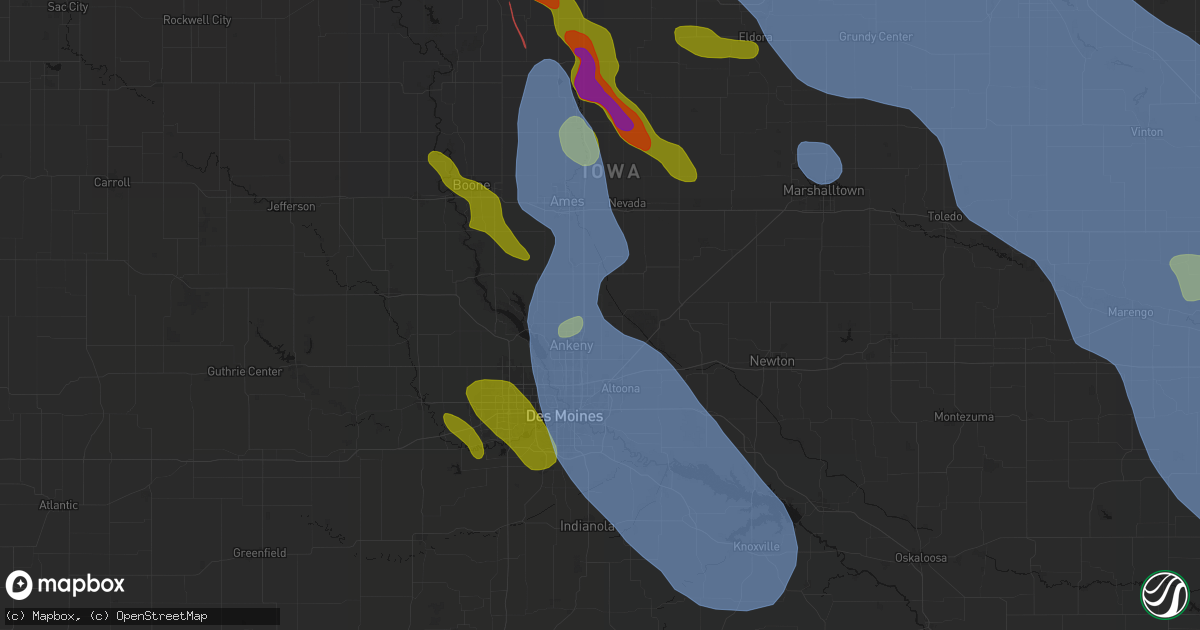 Hail map in Elkhart, IA on July 20, 2026