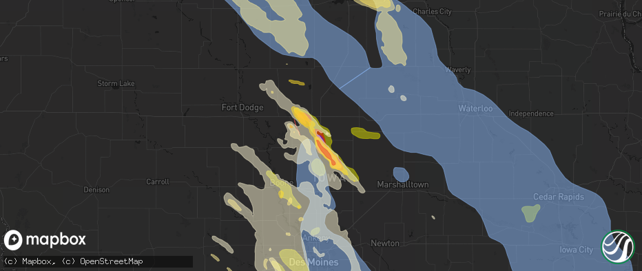 Hail map in Ellsworth, IA on July 20, 2026