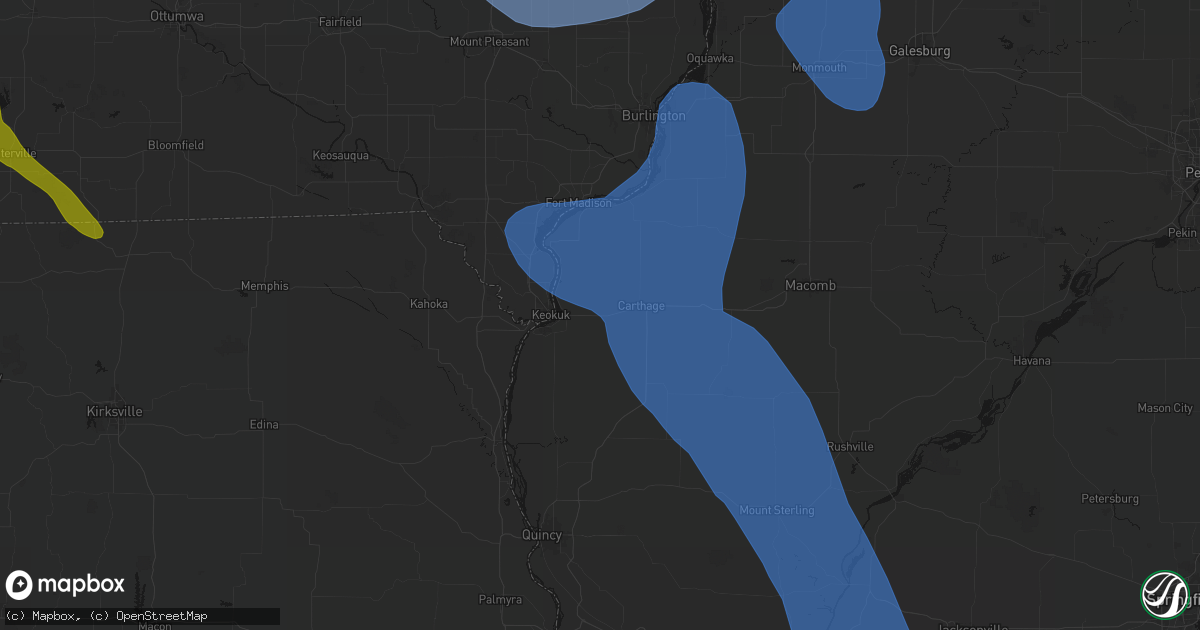 Hail map in Elvaston, IL on July 20, 2026