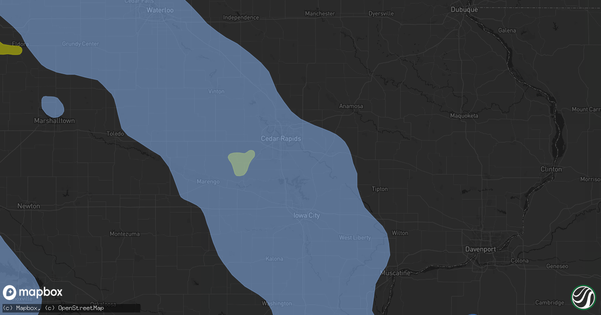 Hail map in Ely, IA on July 20, 2026