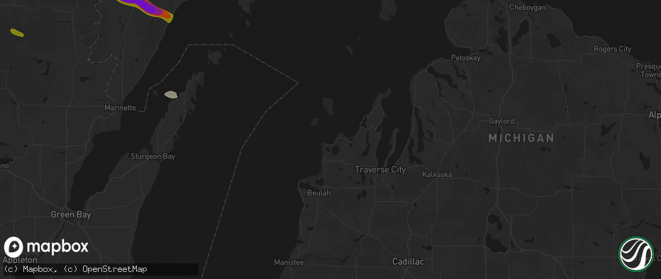 Hail map in Empire, MI on July 20, 2026