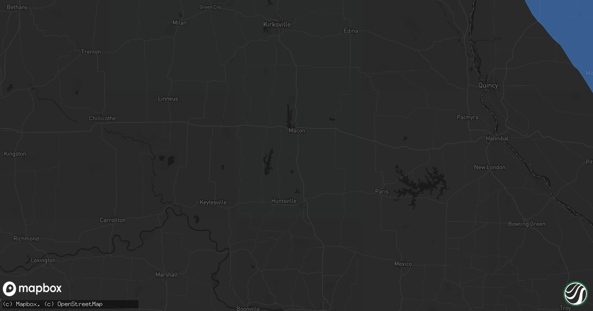 Hail map in Excello, MO on July 20, 2026