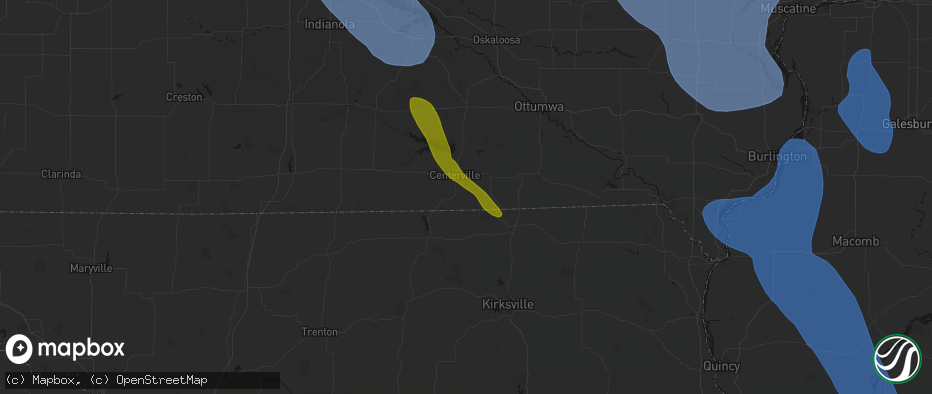 Hail map in Exline, IA on July 20, 2026
