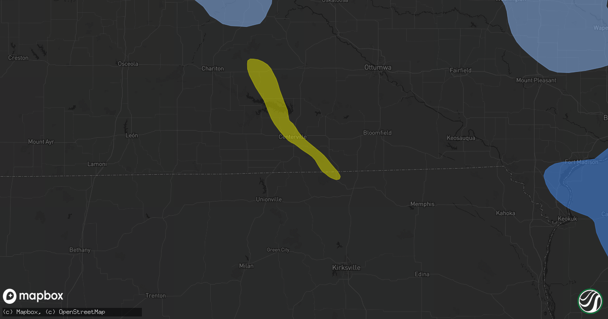Hail map in Exline, IA on July 20, 2026