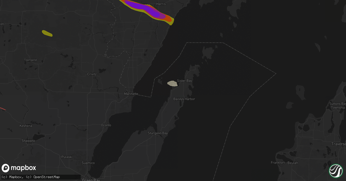 Hail map in Fish Creek, WI on July 20, 2026