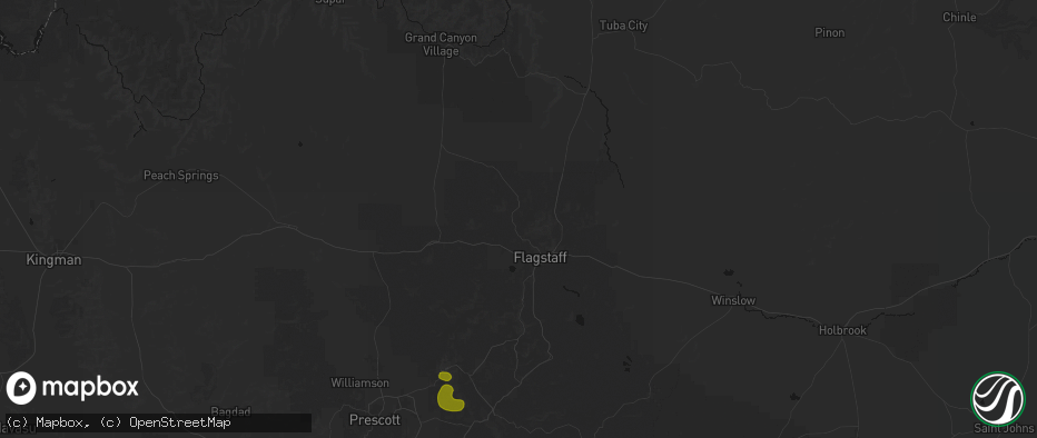 Hail map in Flagstaff, AZ on July 20, 2026